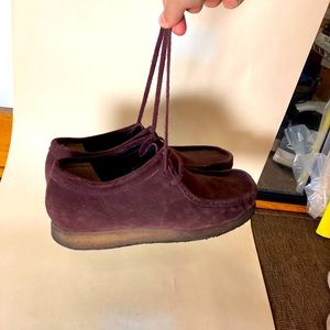 Maroon suede Clarks Wallabees! Well worn but lots of life left.